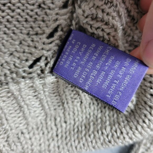 Vivienne Tam Sweater Womens Large Crewneck Beige Crochet Knit Coastal Shimmer - Picture 9 of 12